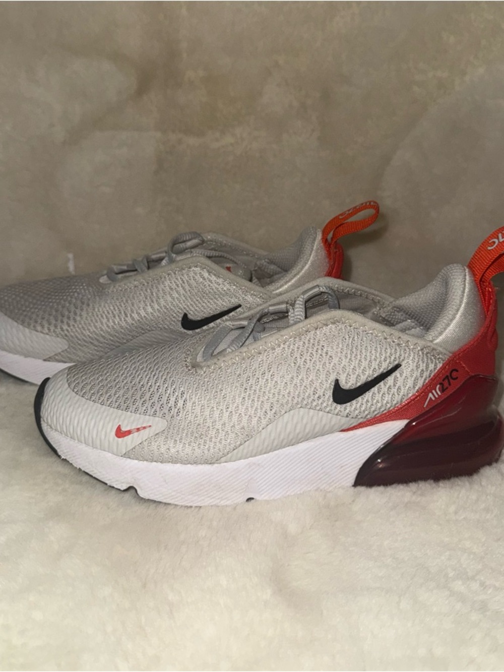 Nike Kids' Air Max 27 React Lightweight Gray and Red Sneakers